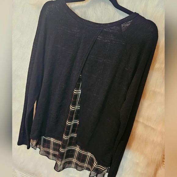 Suzy Shier Original Black w/Plaid Pullover Tulip Back Sweater (NWOT) - Picture 4 of 7